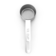 stainless steel measuring cup with 1/3 cup measurement, isolated on transparent background. Clipping Path
