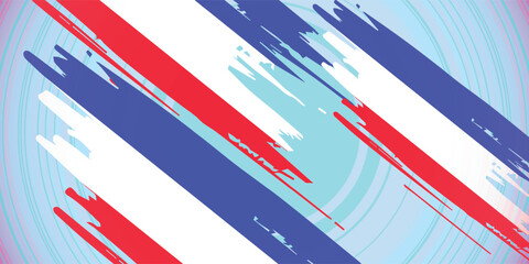 Abstract design with red and blue brush strokes.