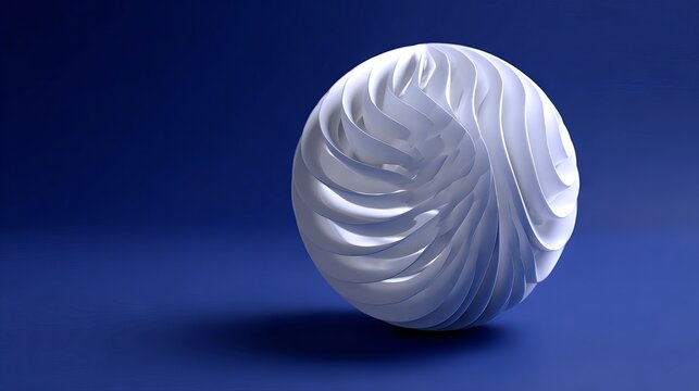 White spiral sphere on soft blue background abstract 3D minimal geometric shape modern futuristic design wallpaper for technology branding and creative digital art