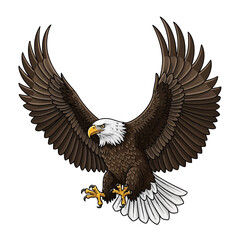 Obraz premium Majestic bald eagle soaring with wings spread isolated on, a symbol of freedom and strength in nature