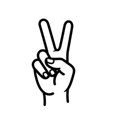 Obraz premium Hand showing victory sign isolated on, a symbol of peace, success, and positivity in a simple and clean design