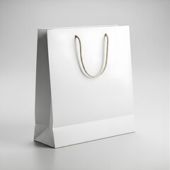 Blank White Paper Shopping Bag with Rope Handle – Minimal Packaging Mockup Design