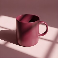 Minimal Pink Ceramic Coffee Mug with Soft Shadows – Modern Pastel Cup Mockup Design