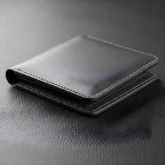 Black Leather Wallet on Dark Background – Luxury Minimal Accessory Product Photography