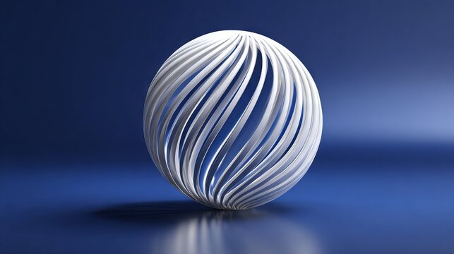 White spiral sphere on soft blue background abstract 3D minimal geometric shape modern futuristic design wallpaper for technology branding and creative digital art