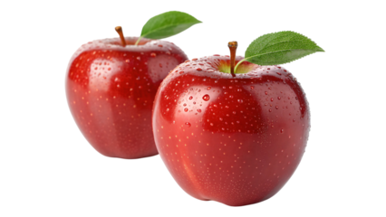 Fresh, juicy red apples glistening with moisture, perfect for promoting healthy eating or vibrant product displays with natural goodness