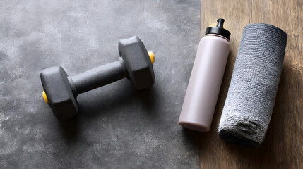 Fitness Equipment Flat Lay, Workout Essentials, Gym Gear for Exercise