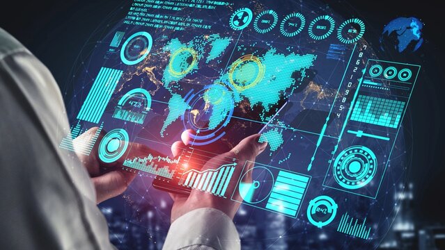 Connection network visualization showing global connection, network communication, digital connection analytic. Connect networks tool support real-time insight and improve connection system. Thunk - Powered by Adobe
