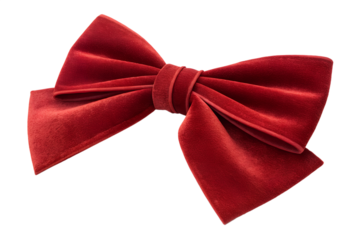 Soft velvet-style red bow with matte texture and elegant gentle folds. Perfect for warm, cozy, premium holiday scenes and seasonal branding.