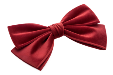 Soft velvet-style red bow with matte texture and elegant gentle folds. Perfect for warm, cozy, premium holiday scenes and seasonal branding.