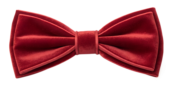 Soft velvet-style red bow with matte texture and elegant gentle folds. Perfect for warm, cozy, premium holiday scenes and seasonal branding.