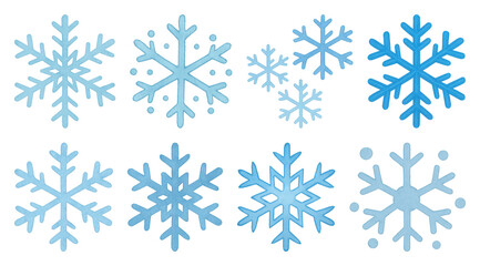 PNG Blue snowflakes winter decoration, element set on transparent background