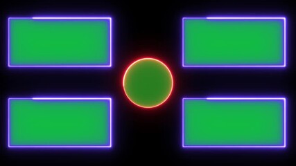 End screen template with neon glowing frames for social media video