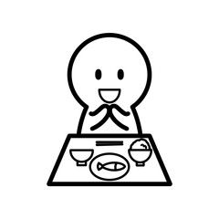 食事をする人物　イラスト