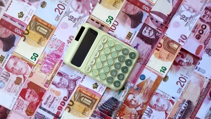 Calculator, money and expense calculations, tax form completion. Calculator, expense calculations