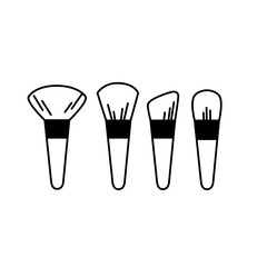 Makeup Brushes Icon – Cosmetic Tools Outline Illustration