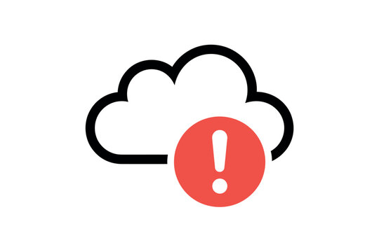 A red alert symbol is placed on a stylized cloud icon, indicating a critical system error or warning.