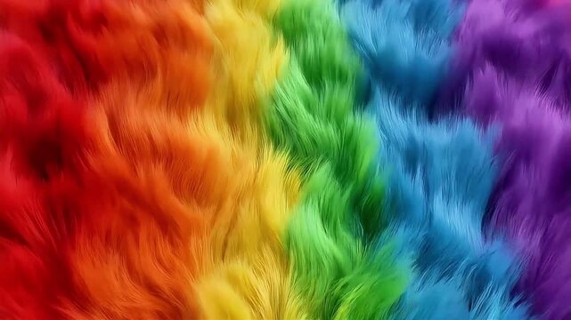 Rainbow Gradient Synthetic Fur with Wind Effect