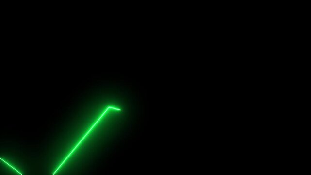 Bright Green Neon Line Forming a Sharp Angle on Black Background light glowing
