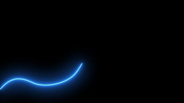 Glowing Blue Neon Curve on Black Background Abstract Motion Graphic bright