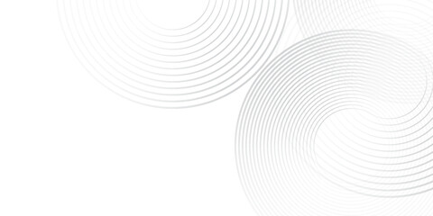 Abstract minimalist white background with circle lines and dot pattern. line