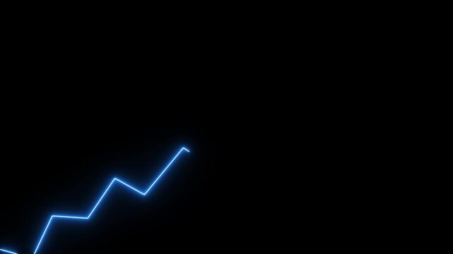 Blue Neon Jagged Line on Black Background Abstract Energy Graphic bright dark