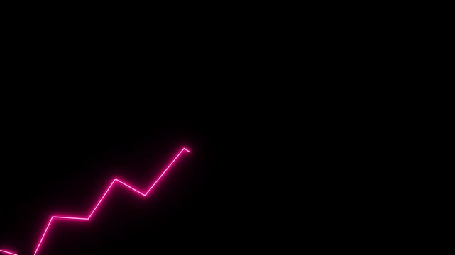 Pink Neon Jagged Line on Black Background Abstract Geometric Shape bright dark