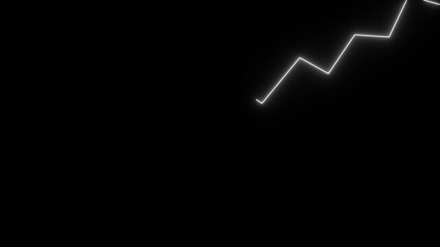 White Neon Zigzag Line Ascending on Black Background abstract bright