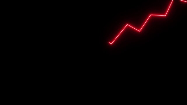 Red Neon Zigzag Line Ascending on Black Background abstract bright