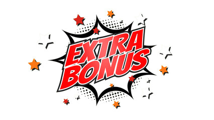EXTRA BONUS – Comic Pop Art text png with transparency. PNG transparent image. Vintage colorful cartoon animation with explosion of speech bubble message © Myvector