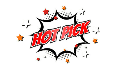 HOT PICK – Comic Pop Art text png with transparency. PNG transparent image. Vintage colorful cartoon animation with explosion of speech bubble message © Myvector