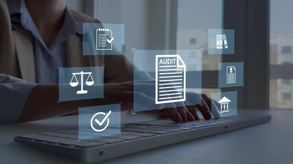 Audit concept showing careful checking of financial documents, verifying data, reviewing rules compliance,  ensuring everything  accurate and transparent for safe and reliable business operations. - Powered by Adobe