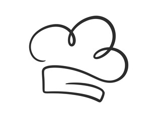 Chef Hat Line Art Drawing Vector Icon Logo Design