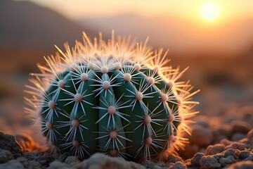 A cactus growing ice crystals under desert heat.