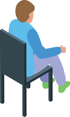 Fototapeta premium Businessman sitting on chair, back view. Isometric projection of casual office worker