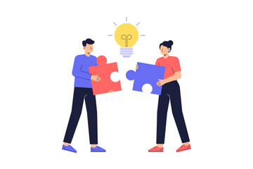 Team Problem Solving Puzzle Illustration