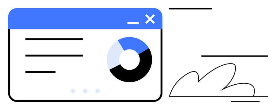 Data interface with chart, navigation bar, and minimalist decoration. Ideal for analytics, data management, progress tracking, technology, innovation, productivity simple flat metaphor