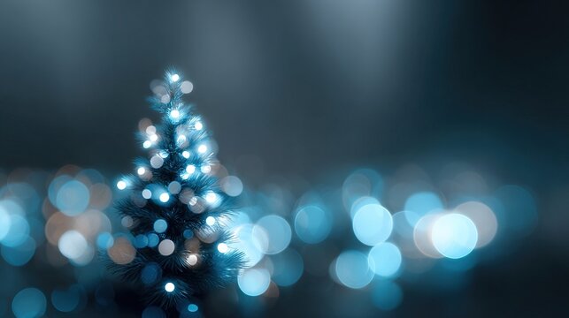 A softly focused image of a lit tree, shimmering with light. The background is blurred to create a bokeh effect and a serene ambiance.
