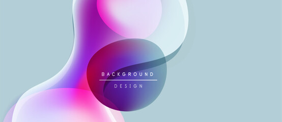 Abstract fluid shapes overlap, creating vibrant color gradients. Soft blues, pinks, purples blend seamlessly. Text reads background design.