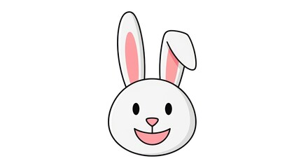 Obraz premium Cartoon bunny face with happy expression and pink ears 
