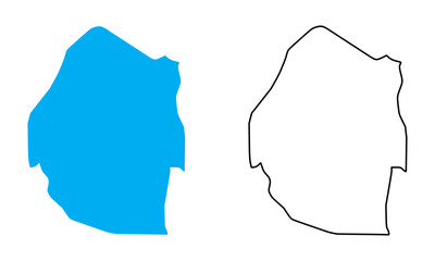 Eswatini or Swaziland country map. Map in various outline and blue silhouette styles	