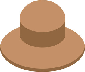 Isometric projection of a stylish brown hat, showcasing its classic design and timeless appeal