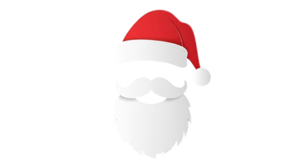 Santa claus hat and beard isolated on transparent background christmas costume element for holiday party festive decoration for new year celebration