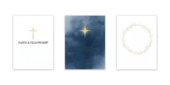 Faith, star, and wreath designs for spiritual celebration