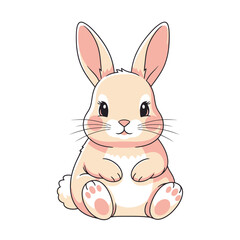 Adorable cream-colored bunny rabbit sitting sweetly, a delightful animal illustration perfect for springtime crafts and cheerful designs