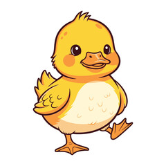 Adorable cartoon duckling waddling cheerfully, a charmingly cute character perfect for children's designs and springtime celebrations