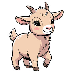 Adorable cartoon goat illustration for kids' books and animal-themed projects, a charming vector graphic perfect for whimsical designs