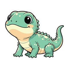 Adorable cartoon lizard illustration, perfect for children's books or educational materials, creating a friendly, playful vibe, a charming reptile