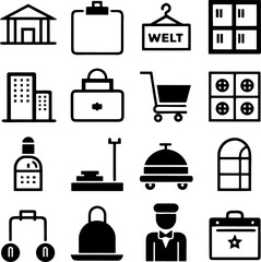 hotel icons set