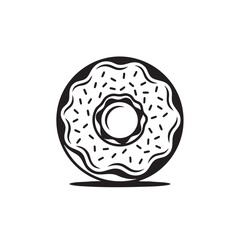 Donut Icon, Simple Black Glyph. Glazed Doughnut with Sprinkles, Vector Illustration for Bakery, Cafe Logo, or Sweet Food Menu.
